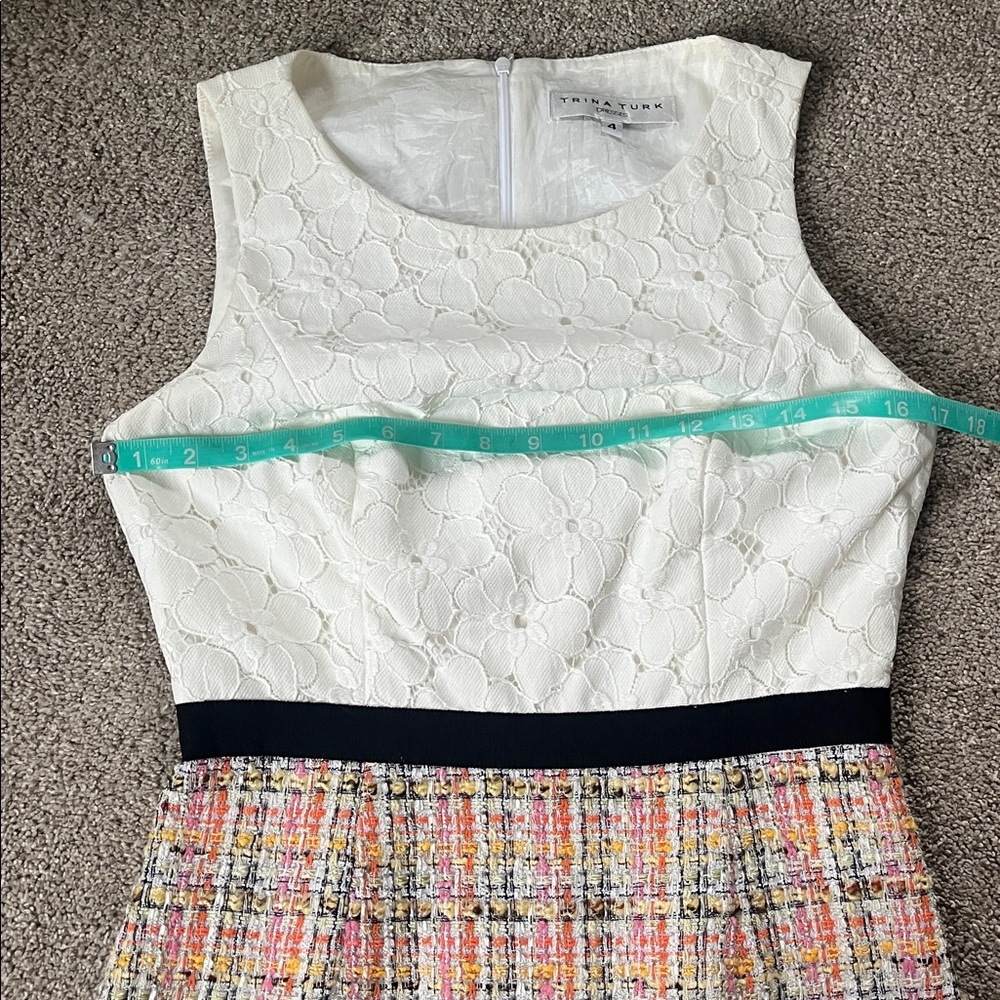 EUC Trina Turk made USA white lace bodice and multi boucle skirt sz4 QUALITY - Picture 8 of 10